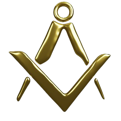 Freimaurer-Symbol aus Zirkel und Winkel in Gold